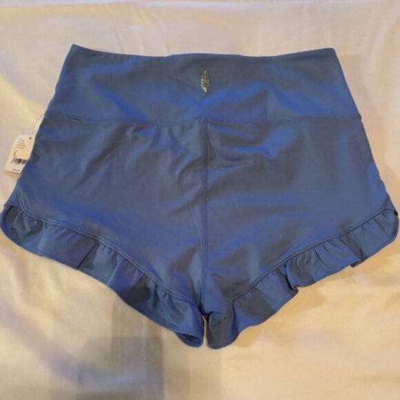 NWT FP Movement by Free People Blue Ruffle Shortie Shorts- Large - Picture 3 of 4